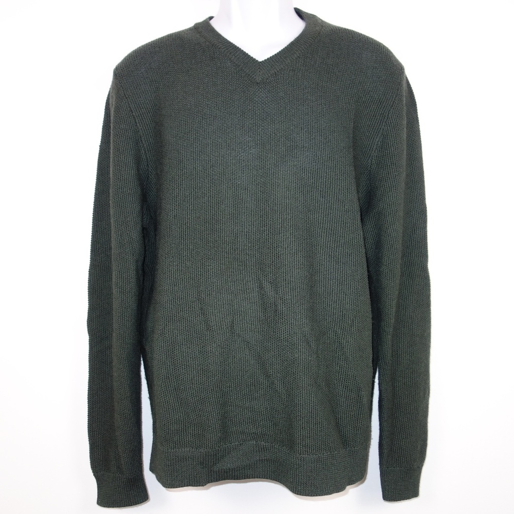 Nordstrom Merino Wool Waffle V Neck Sweater Mens L